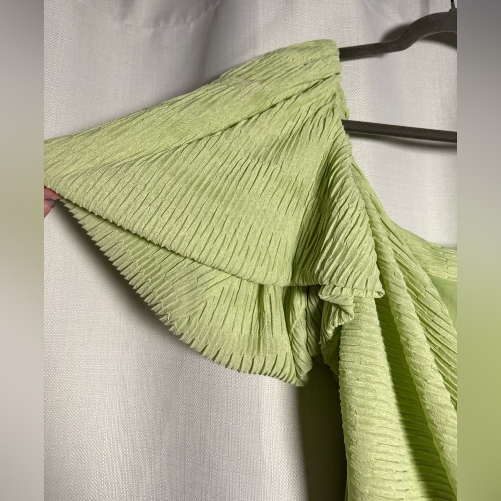Jonathan Simkhai Light Green Plisse Knit Puff Sleeve Top Size 8 - Picture 5 of 7